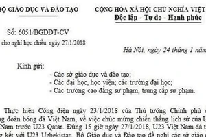 Đề nghị công an điều tra người giả mạo công văn cho học sinh nghỉ học xem trận chung kết