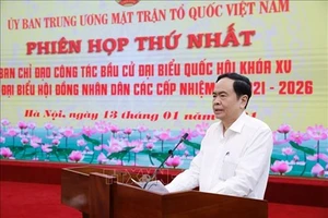 Chủ tịch Uỷ ban Trung ương MTTQ Việt Nam Trần Thanh Mẫn chủ trì cuộc họp. Ảnh: TTXVN