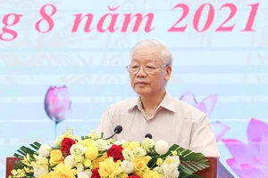 Tổng Bí thư Nguyễn Phú Trọng dự và phát biểu chỉ đạo tại hội nghị mặt trận. Ảnh: VIẾT CHUNG