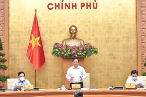 Thủ tướng Phạm Minh Chính kết luận phiên họp Chính phủ thường kỳ tháng 8 năm 2021. ẢNH: VIẾT CHUNG