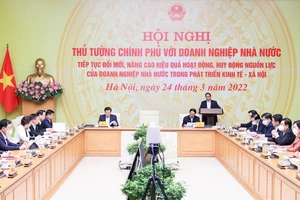 Thủ tướng Phạm Minh Chính chủ trì hội nghị toàn quốc với doanh nghiệp nhà nước. Ảnh: VIẾT CHUNG