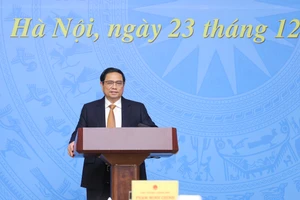 Thủ tướng Phạm Minh Chính, Trưởng Ban chỉ đạo quốc gia phòng chống dịch Covid-19 chủ trì phiên họp. Ảnh: VIẾT CHUNG