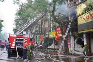 Hiện trường vụ cháy tại số 144 phố Văn Cao, quận Ngô Quyền, TP Hải Phòng