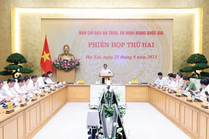 Thủ tướng Phạm Minh Chính phát biểu tại phiên họp Ban chỉ đạo an toàn, an ninh mạng quốc gia lần thứ hai. Ảnh: VIẾT CHUNG