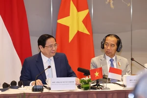 Thủ tướng Phạm Minh Chính và Tổng thống Joko Widodo đồng chủ trì đối thoại doanh nghiệp cấp cao Việt Nam-Indonesia. Ảnh: QUANG PHÚC