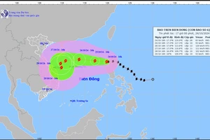 Dự báo hướng đi của bão Trami. Ảnh: Trung tâm Dự báo khí tượng thủy văn Quốc gia 