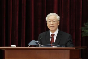 Tổng Bí thư, Chủ tịch nước Nguyễn Phú Trọng phát biểu bế mạc hội nghị. Ảnh: VIẾT CHUNG