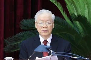 Tổng Bí thư Nguyễn Phú Trọng phát biểu khai mạc hội nghị. Ảnh: VIẾT CHUNG
