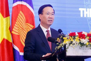 Chủ tịch nước Võ Văn Thưởng phát biểu tại lễ khai mạc Hội nghị Viện trưởng Viện Kiểm sát, Viện Công tố các nước ASEAN - Trung Quốc lần thứ 13, ngày 6-12. Ảnh: TTXVN
