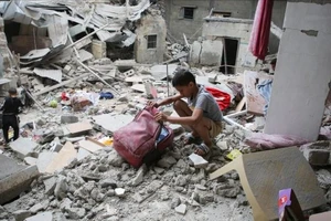 Nhà cửa của người dân bị phá hủy ở Dải Gaza. Ảnh: REUTERS