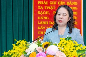 Phó Chủ tịch nước Võ Thị Ánh Xuân phát biểu tại buổi làm việc với lãnh đạo tỉnh Bà Rịa - Vũng Tàu và huyện Đất Đỏ