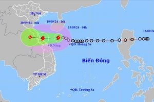 Vị trí và đường đi của bão số 4. Ảnh: NCHMF