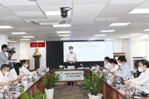 Phó Trưởng Ban Chỉ đạo phòng chống dịch Covid-19 TPHCM Phạm Đức Hải thông tin tại buổi họp báo