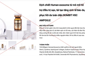 Quảng cáo BOMBIT HSC là “…Human-Exosome chiết xuất từ mô mỡ người…” 