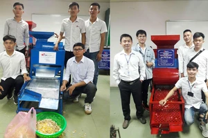 Sinh viên chế tạo máy tách hạt bắp và máy tách vỏ đậu phộng
