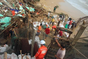 Triều cường, sóng lớn đánh sập nhà dân ở Quảng Ngãi