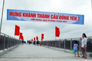 Cầu Đông Yên 3 (xã Bình Dương, huyện Bình Sơn, tỉnh Quảng Ngãi) chính thức đưa vào sử dụng. Ảnh: NGUYỄN TRANG