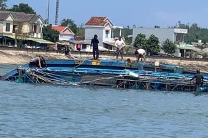 Một tàu cá Quảng Ngãi bị chìm khi đang neo đậu