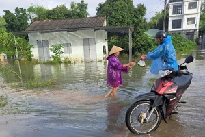 Mang thực phẩm đến tận nhà cho người dân sau khi lũ rút ở Quảng Ngãi