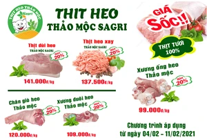 Sagrifood giảm 20% giá thịt heo thảo mộc dịp tết