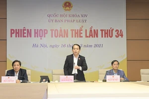 Chủ nhiệm Ủy ban Pháp luật của Quốc hội Hoàng Thanh Tùng phát biểu kết luận nội dung thẩm tra Báo cáo tổng kết công tác của Chính phủ nhiệm kỳ 2016-2021. Ảnh: QUOCHOI