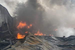 Cháy lớn tại một doanh nghiệp sản xuất va li ở Long An