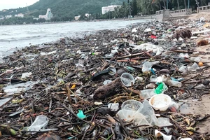 Thu gom hàng chục tấn rác thải dạt vào bờ biển Vũng Tàu