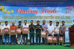 Tặng quà động viên ngư dân huyện Long Điền trước dịp ra khơi đánh bắt chuyến đầu năm