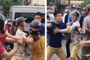 Hai thanh niên đánh một thanh niên ngoại quốc chảy máu mũi, do va chạm giao thông tại Hà Nội 