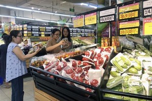 消费者在坚江省迪石市迪石Co.opmart连锁超市购物。