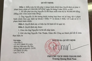 Chính thức miễn tiền phạt 90 triệu đồng cho ông Nguyễn Cà Rê