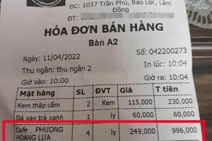 Phạt tiền quán cà phê bị tố "chặt chém” du khách ở Bảo Lộc
