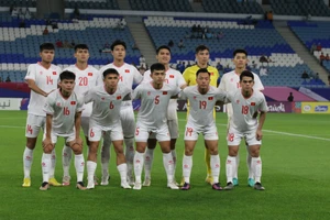 Đội U23 Việt Nam trong trận gặp Kuwait. Ảnh VFF