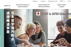 Ảnh chụp màn hình trang web Tổ chức Dịch vụ sinh viên Nhật Bản (JASSO)