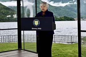 Bộ trưởng Tài chính Mỹ Janet Yellen phát biểu tại G7 ở Stresa, Italy. Ảnh: RTE