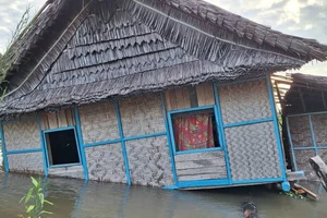 Nhà bị hư hại sau trận động đất làm rung chuyển khu vực miền Bắc Papua New Guinea. Ảnh: ABC News