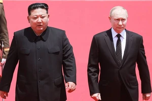 Nhà lãnh đạo Triều Tiên Kim Jong-un và Tổng thống Nga Putin. Ảnh: TASS