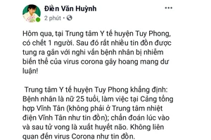 Nội dung chia sẻ của Chủ tịch UBND huyện Tuy Phong trên trang Facebook cá nhân.