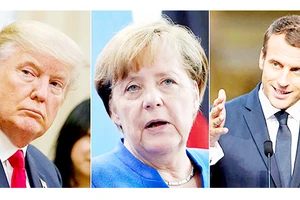 Tổng thống Mỹ Donald Trump, Thủ tướng Đức Angela Merkel, Tổng thống Pháp Emmanuel Macron