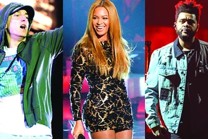 Eminem, Beyonce, The Weeknd (từ trái sang)