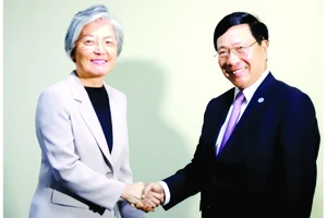 Phó Thủ tướng, Bộ trưởng Ngoại giao Phạm Bình Minh gặp Bộ trưởng Ngoại giao Hàn Quốc Kang Kyung-wha