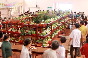 Nhiều người đến tham quan lễ hội trái ngon, an toàn tỉnh Bến Tre năm 2018, diễn ra từ ngày 15 đến 19-6, tại sân vận động huyện Chợ Lách