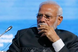 Thủ tướng Ấn Độ Narendra Modi tại Phiên toàn thể Diễn đàn kinh tế Phương Đông EEF lần thứ 5. Ảnh: TTXVN