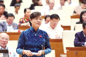 Đại biểu Quốc hội Nguyễn Thị Quyết Tâm (TPHCM) phát biểu tại kỳ họp. Ảnh: TTXVN