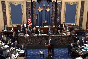 Toàn cảnh một phiên luận tội Tổng thống Donald Trump ở Thượng viện Mỹ, ngày 25-1 vừa qua. Ảnh: AFP/TTXVN