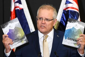 Thủ tướng Australi Scott Morrison phát biểu trong buổi công bố Cập nhật Chiên lược Quốc phòng Australia 2020. Nguồn: FT