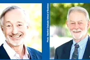 Hai nhà kinh tế học người Mỹ Paul Milgrom (trái) và Robert Wilson
