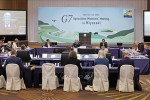 Hội nghị các Bộ trưởng Nông nghiệp Nhóm các nền công nghiệp phát triển hàng đầu thế giới (G7) tại thành phố Miyazaki, Tây Nam Nhật Bản, ngày 22-4-2023. Ảnh: Kyodo/TTXVN