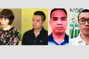 4 bị can: Châu Nguyên Anh, Phạm Quang Minh, Nguyễn Đình Chiến và Lê Anh Tuấn (từ trái sang)