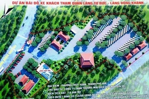 Tổng thể Dự án Bãi đỗ xe khách tham quan lăng Tự Đức và lăng Đồng Khánh ở phường Thủy Xuân, TP Huế.